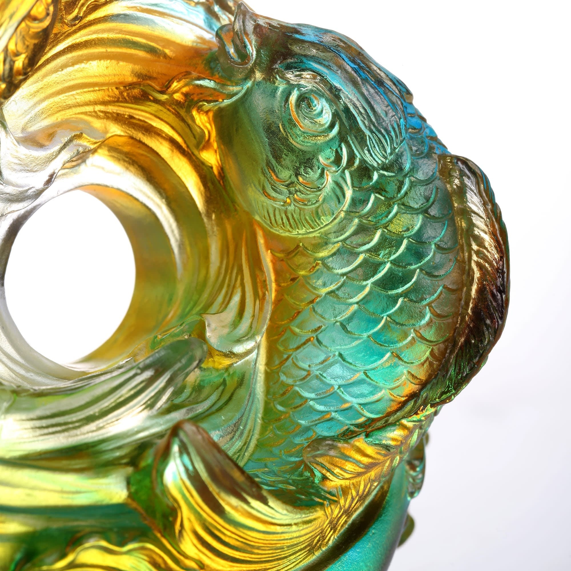 LIULI Crystal Art Crystal Koi Fish Sculpture, "Incomparable"