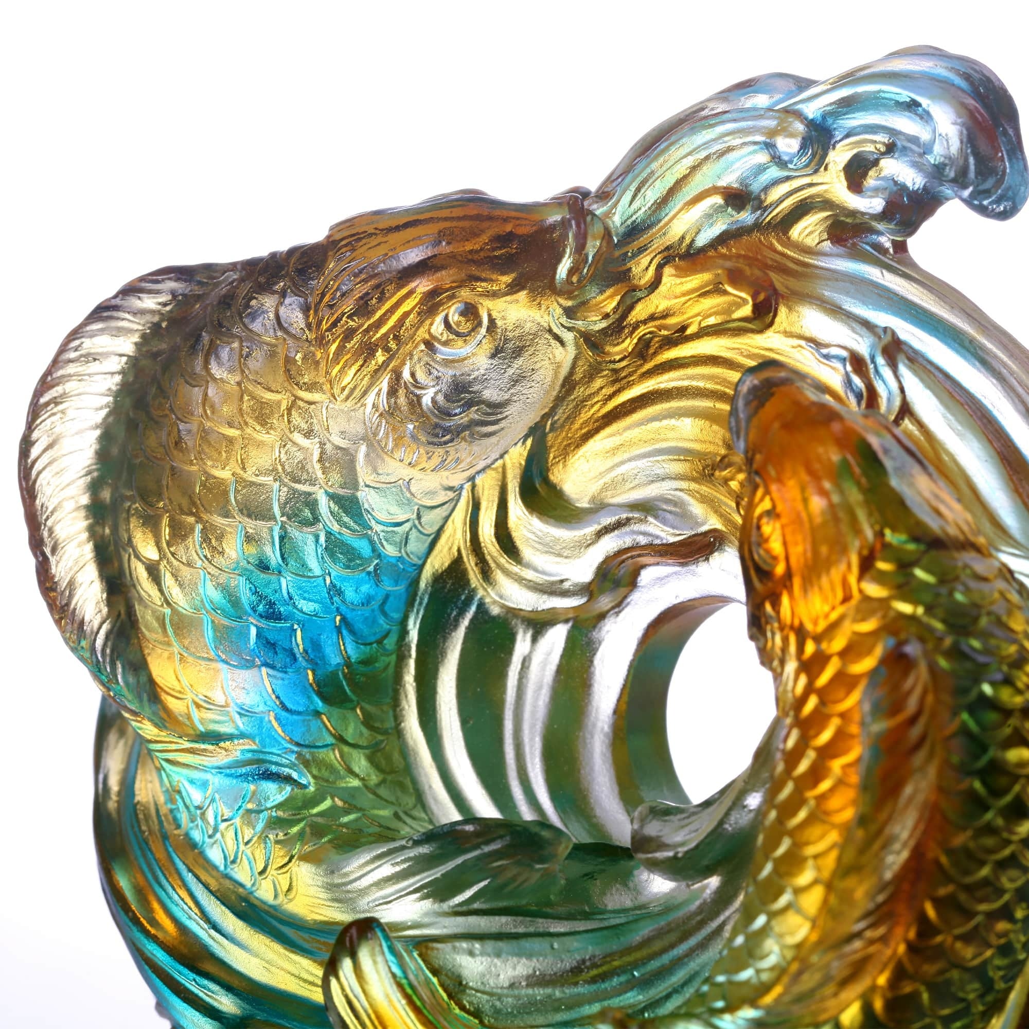 LIULI Crystal Art Crystal Koi Fish Sculpture, "Incomparable"