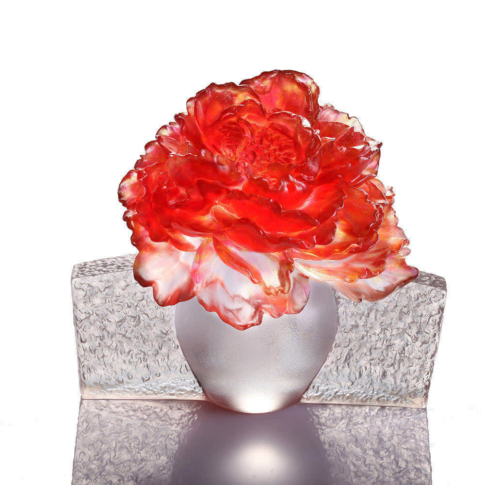 LIULI Crystal Art Crystal Peony Flower Figurine | Wonderous Bloom