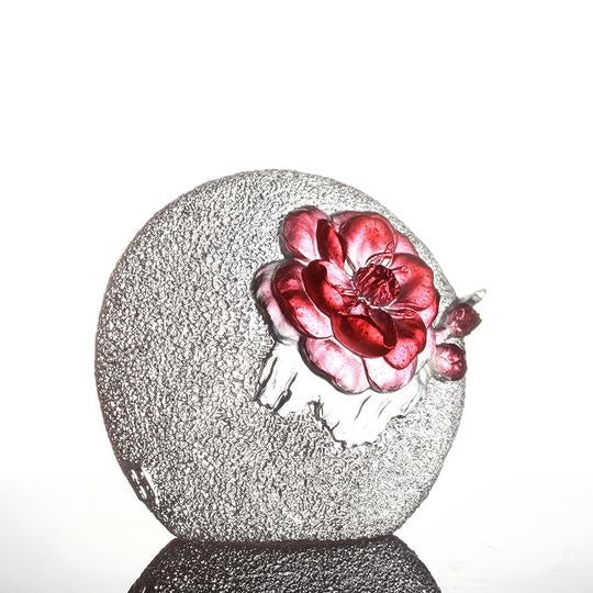 LIULI Crystal Art Crystal Plum Blossom, Burst of Spring, Gold Red Clear (Limited Edition)