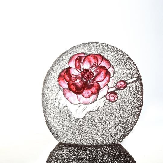 LIULI Crystal Art Crystal Plum Blossom, Burst of Spring, Gold Red Clear (Limited Edition)