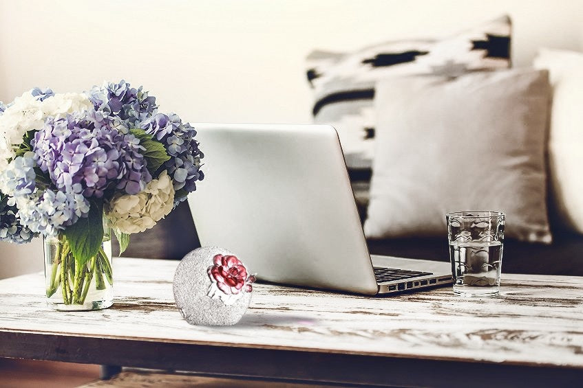 LIULI Crystal Art Crystal Plum Blossom, Burst of Spring, Gold Red Clear (Limited Edition)