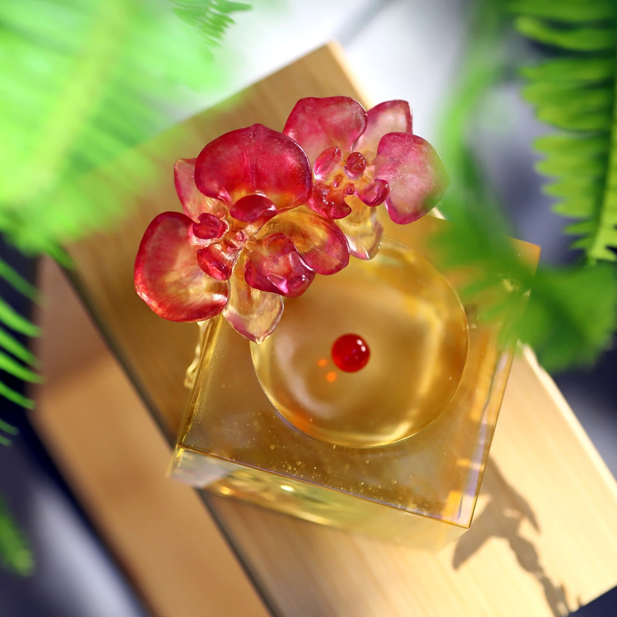 LIULI Crystal Art Crystal Flower Moth Orchid, "Red Radiance"