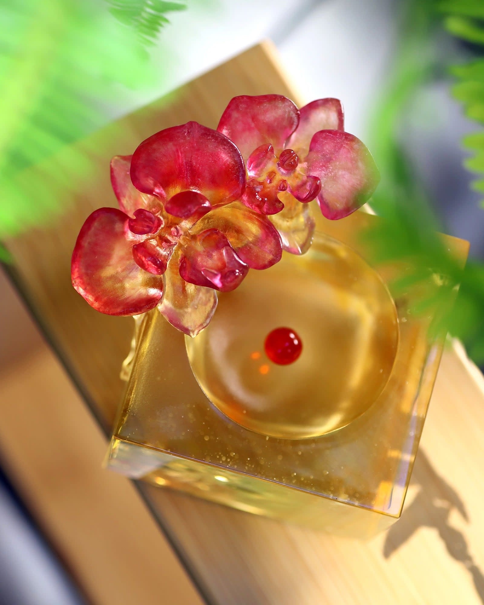 LIULI Crystal Art Crystal Flower Moth Orchid, "Red Radiance"