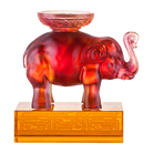 LIULI Crystal Art Crystal Elephant in Light Amber Red "Step by Promising Step" (Limited Edition)