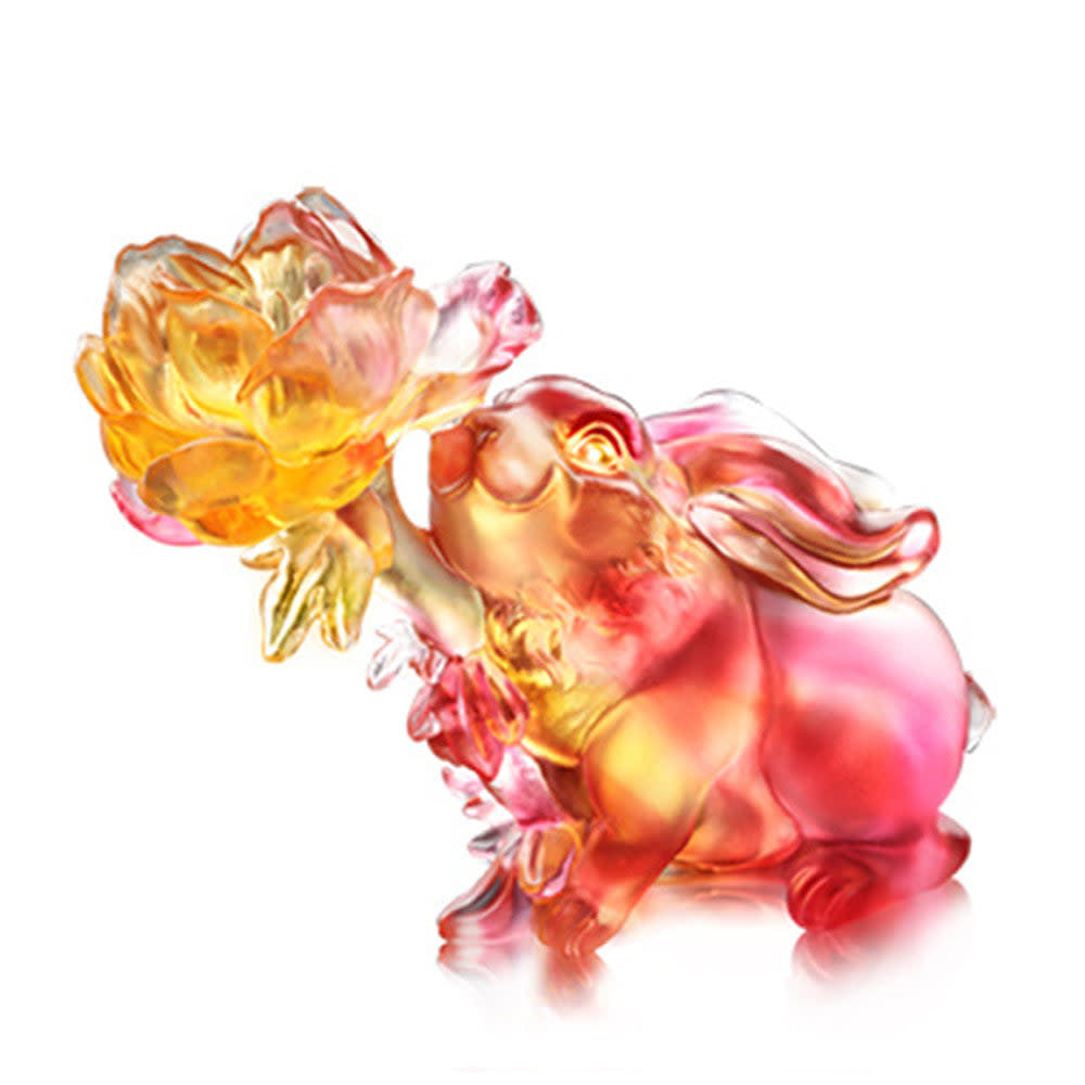 LIULI Crystal Art Crystal Rabbit Figurine "Lingering Fragrance of Goodness in the Heart (Goodness)"