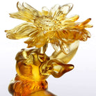 LIULI Crystal Art Crystal Bunny Rabbit Figurine, "Spectacular Blossom of Mine (Success)"