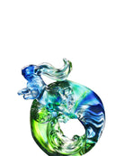 LIULI Crystal Art Crystal Rabbit "Flying High" in Blue Green (Limited Edition)