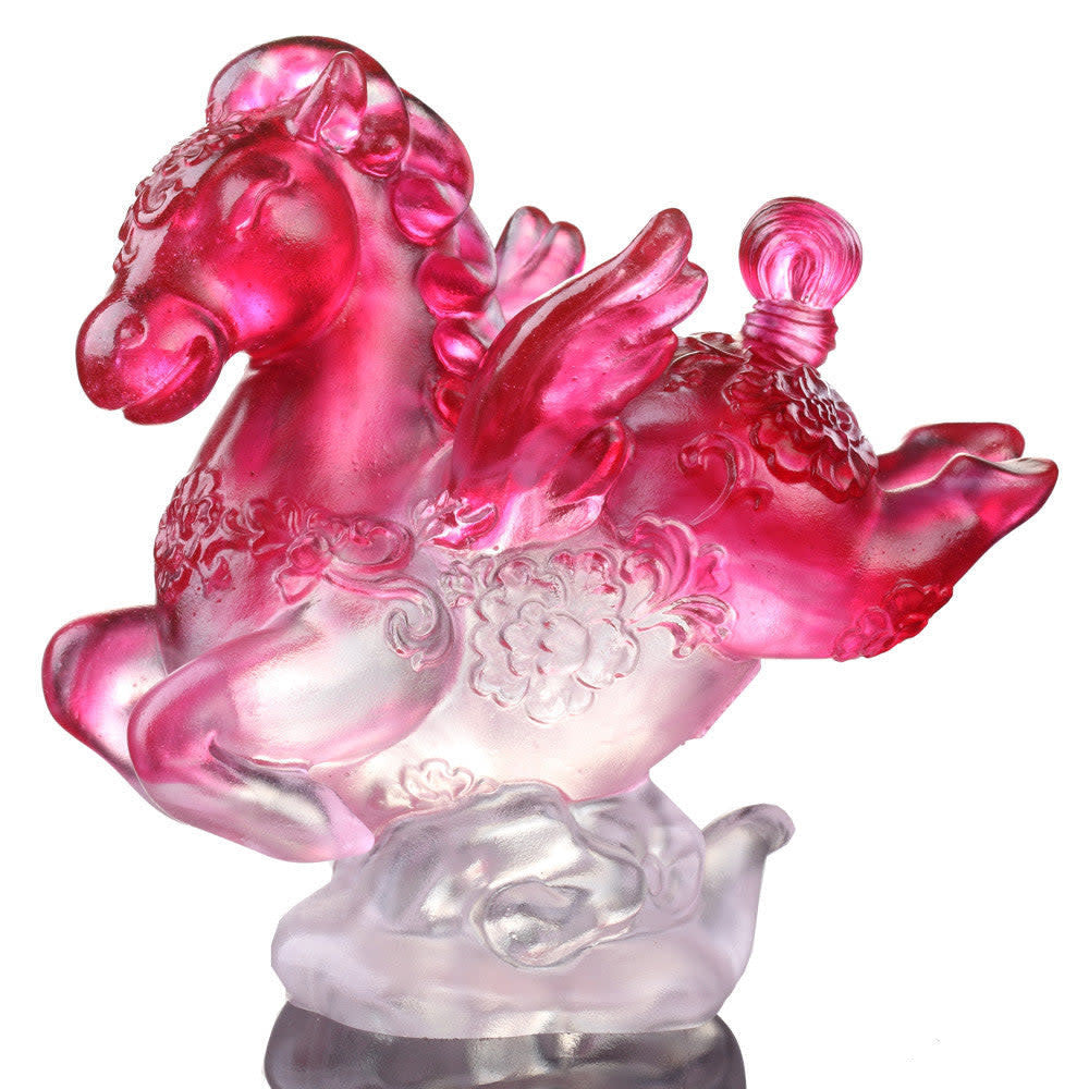 LIULI Crystal Art Crystal Miniature Horse Figurine, "Little Young Pegasus"