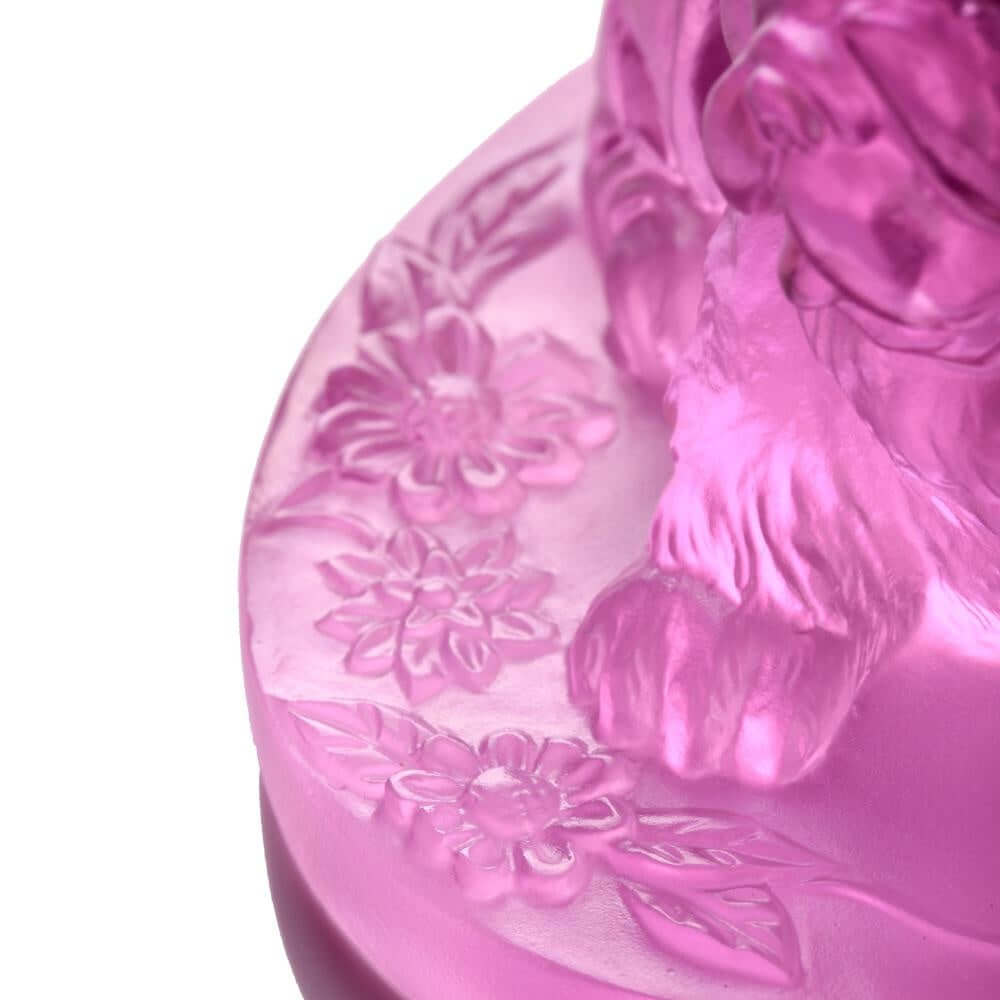 LIULI Crystal Art Crystal Chow Chow Dog "Only Love," Year of the Dog, Pinkish Red (Limited Edition)