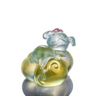 LIULI Crystal Art Crystal "Fortune and Fulfillment" Piglet in Sky Blue & Clear Amber (Limited Edition)