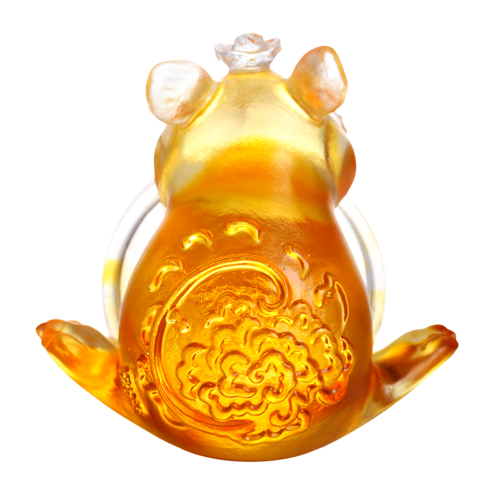 LIULI Crystal Art Crystal Mouse "Unshakable" (Limited Edition) Zodiac Sculpture (Dark Amber / Light Amber)