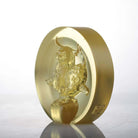 LIULI Crystal Art Crystal "The Joyful Spirit of the Ox" Paperweight in Gold