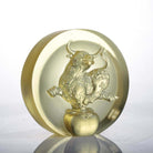 LIULI Crystal Art Crystal "The Joyful Spirit of the Ox" Paperweight in Gold