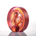 LIULI Crystal Art Crystal "The Joyful Spirit of the Ox" Paperweight in Amber and Golden Red