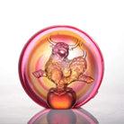 LIULI Crystal Art Crystal "The Joyful Spirit of the Ox" Paperweight in Amber and Golden Red
