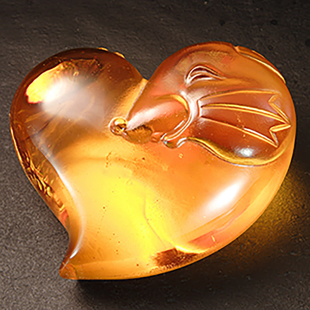 LIULI Crystal Art Crystal Paperweight, Heart Shape Mouse, Zodiac, The Mouse-Its Star, Its Heart