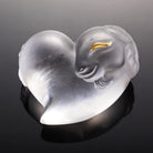 LIULI Crystal Art Crystal Heart-Shaped "Its Star, Its Heart" Sheep Paperweight in Powder White & 24K Gold Leaf (Limited Edition)