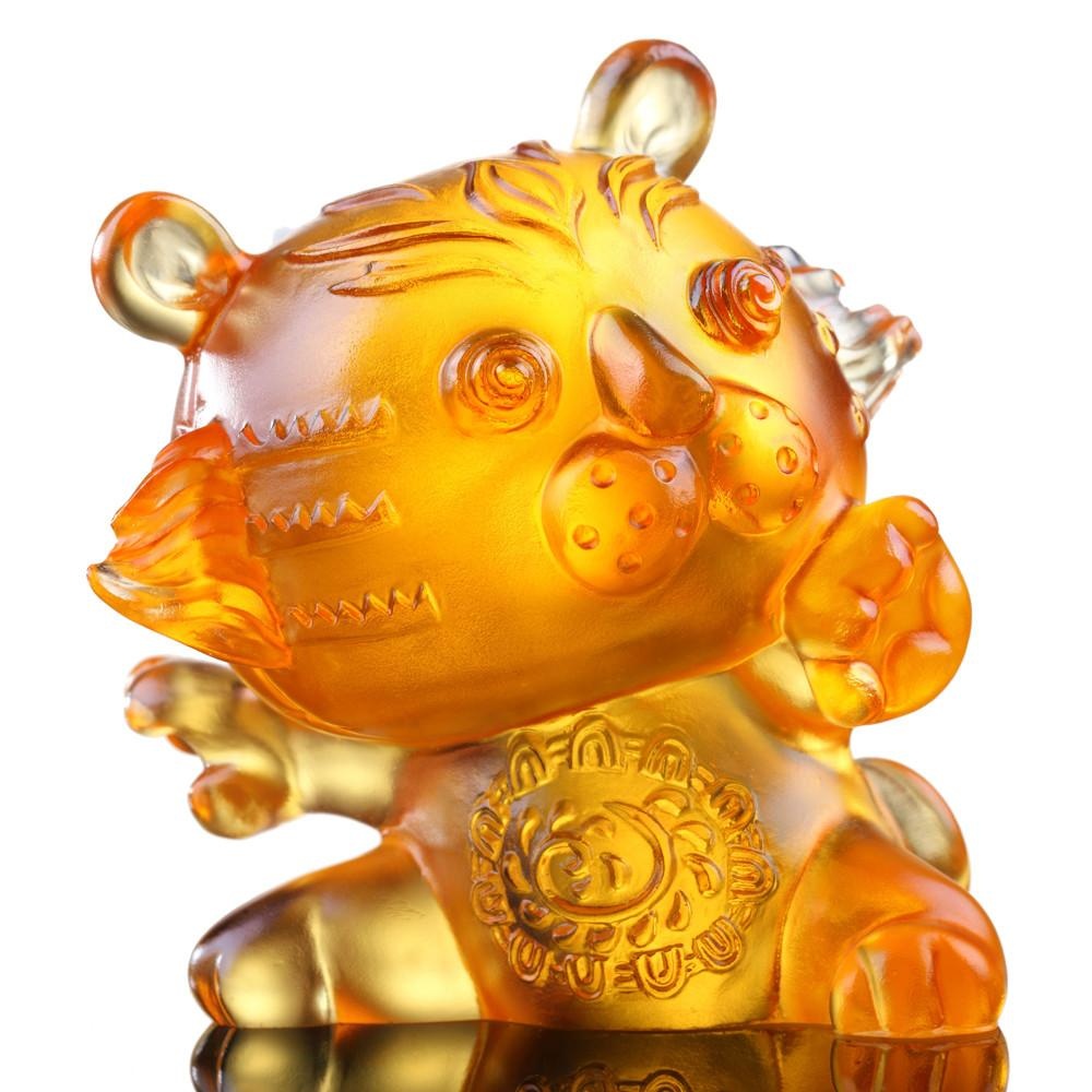 LIULI Crystal Art Crystal Year of the Tiger "Little Valiant One" Chinese Zodiac Figurine in Light Amber (Limited Edition)