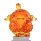 LIULI Crystal Art Crystal Year of the Dog "Prosperity Comes Along" Chinese Zodiac Figurine in Dark Amber/Light Amber (Limited Edition)