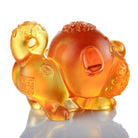 LIULI Crystal Art Crystal Year of the Dog "Prosperity Comes Along" Chinese Zodiac Figurine in Dark Amber/Light Amber (Limited Edition)