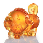 LIULI Crystal Art Crystal Year of the Dog "Prosperity Comes Along" Chinese Zodiac Figurine in Dark Amber/Light Amber (Limited Edition)