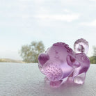 LIULI Crystal Art Crystal Year of the Dog "Prosperity Comes Along" Chinese Zodiac Figurine in Pink (Limited Edition)