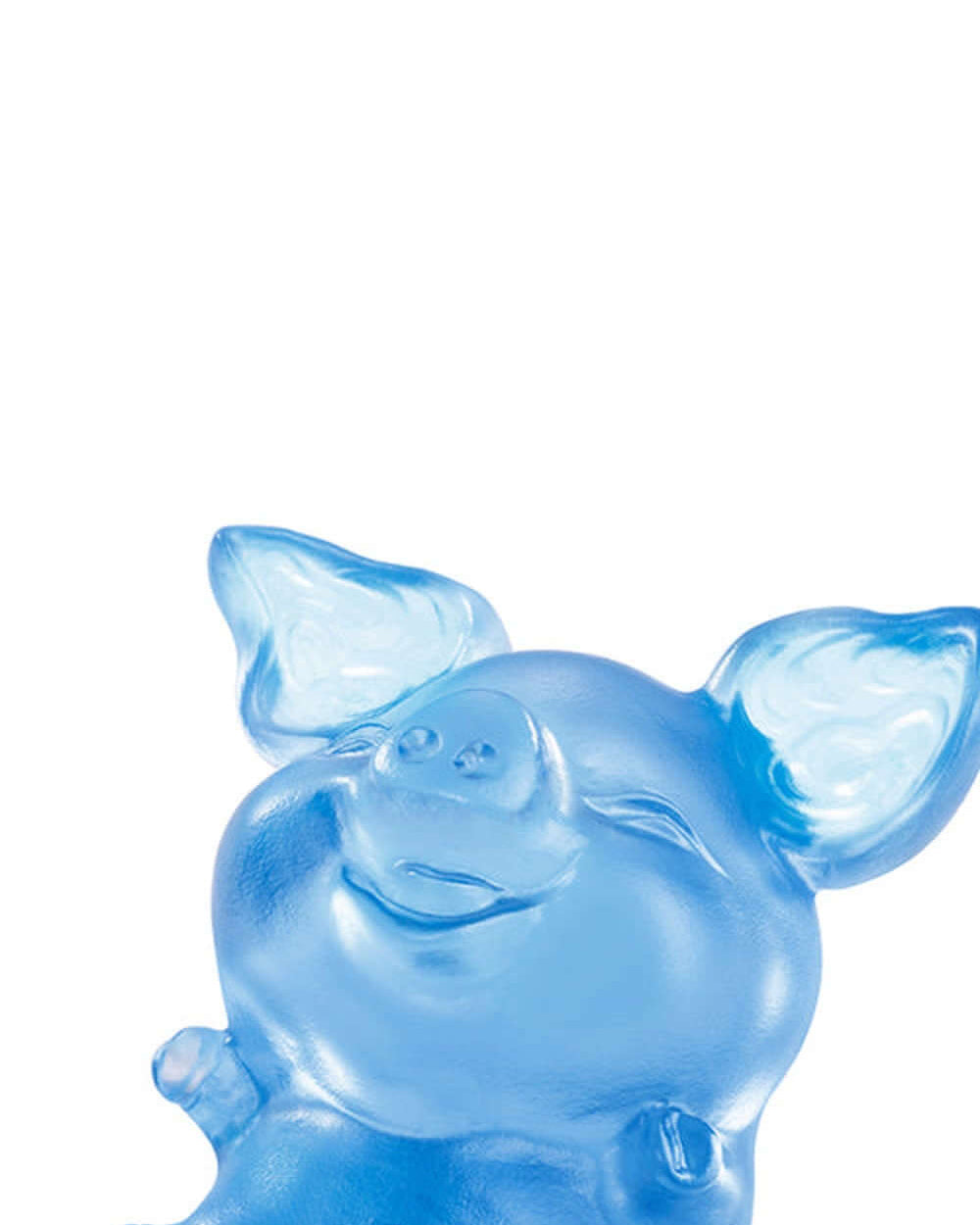 LIULI Crystal Art Chinese Year of the Pig Crystal Sculpture, One and the Same- Happy Go Lucky