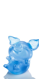 LIULI Crystal Art Chinese Year of the Pig Crystal Sculpture, One and the Same- Happy Go Lucky