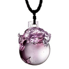 LIULI Crystal Art Crystal "The Sun Shines on the Dragon Within" Pendant Necklace in Purple (Limited Edition)