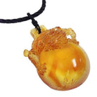 LIULI Crystal Art Crystal "The Sun Shines on the Dragon Within" Pendant Necklace in Amber (Limited Edition)
