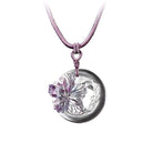 LIULI Crystal Art Crystal "Song of the Morning Flower" Hibiscus Flower Pendant Necklace in Royal Purple & Red (Limited Edition)