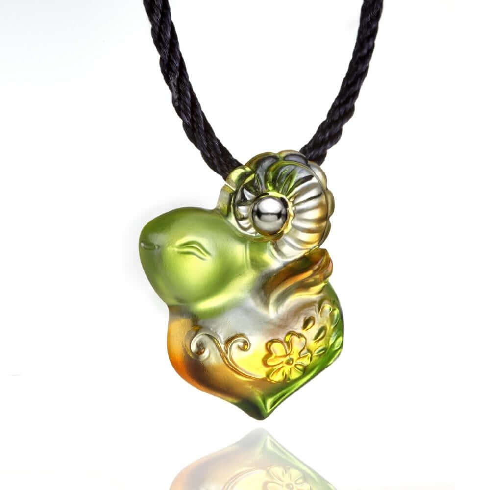 LIULI Crystal Art Crystal "As I Wish" Pendant Necklace in Amber & Green (Limited Edition)