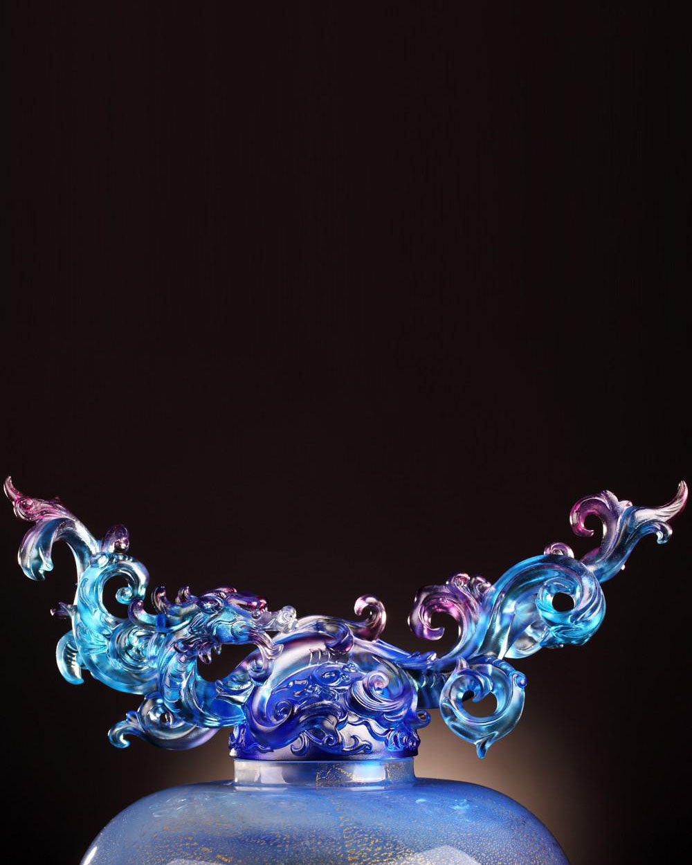 LIULI Crystal Art Crystal Feng Shui Metal Element Dragon Treasure Vase "Ethereal Chime Baoping"