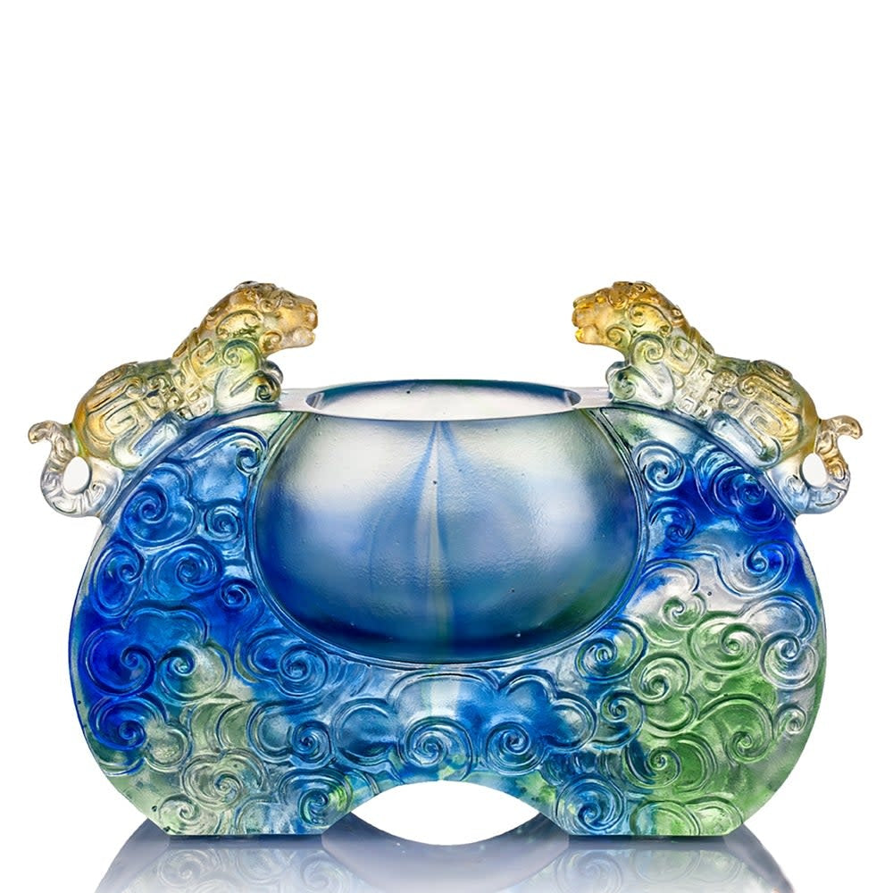 LIULI Crystal Art Crystal Vessel, Chinese Ding, A Majestic Duo