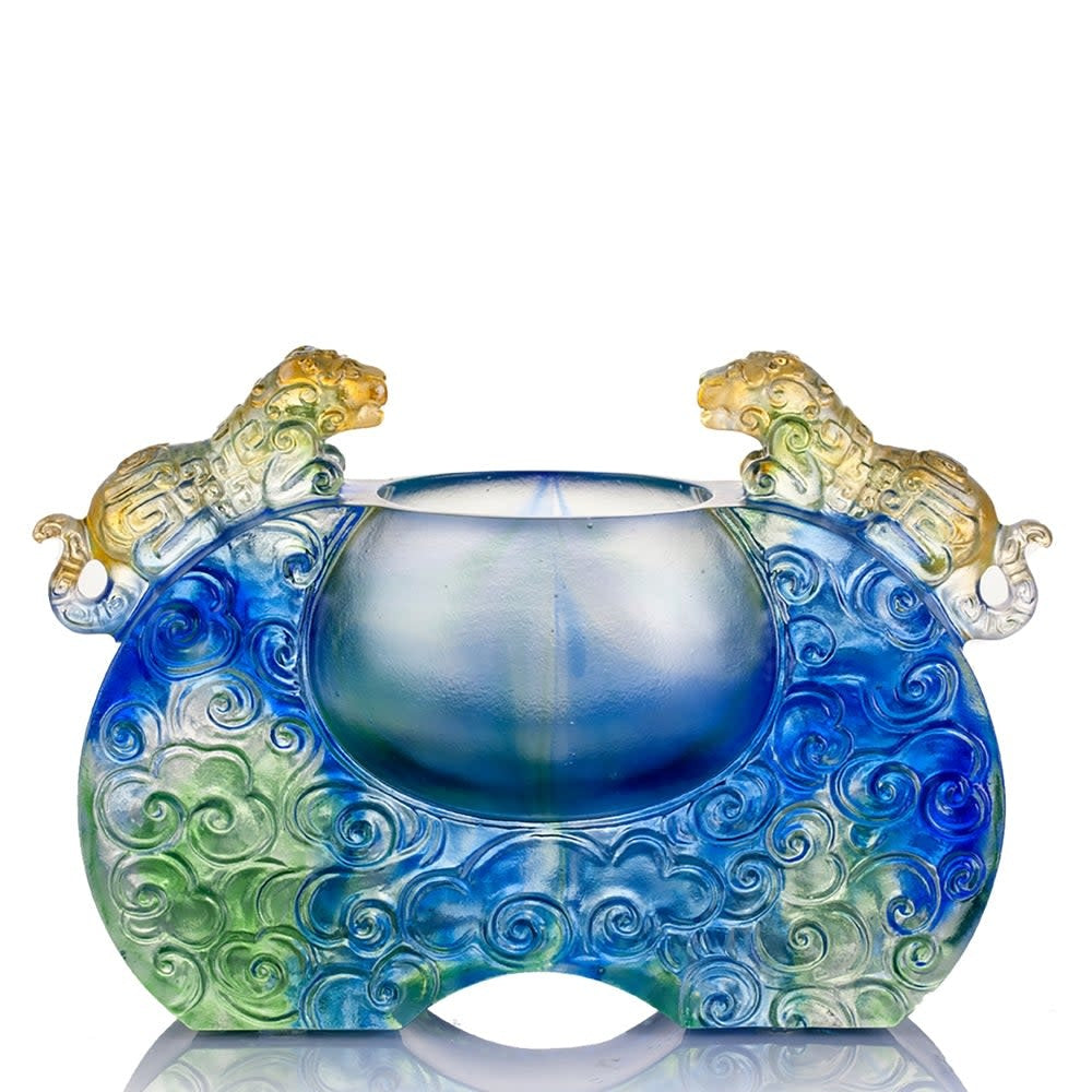 LIULI Crystal Art Crystal Vessel, Chinese Ding, A Majestic Duo