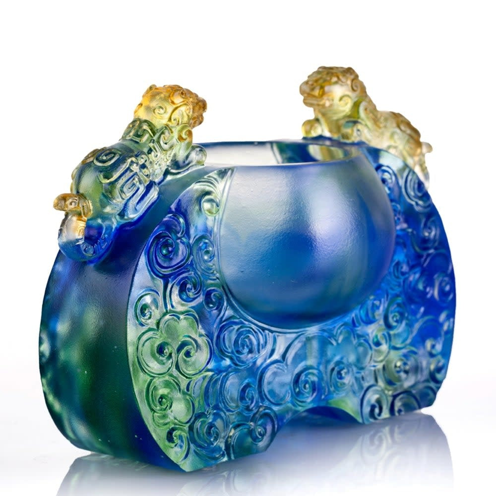 LIULI Crystal Art Crystal Vessel, Chinese Ding, A Majestic Duo
