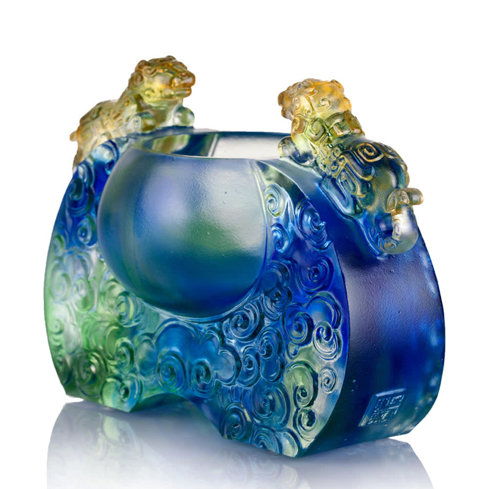 LIULI Crystal Art Crystal Vessel, Chinese Ding, A Majestic Duo