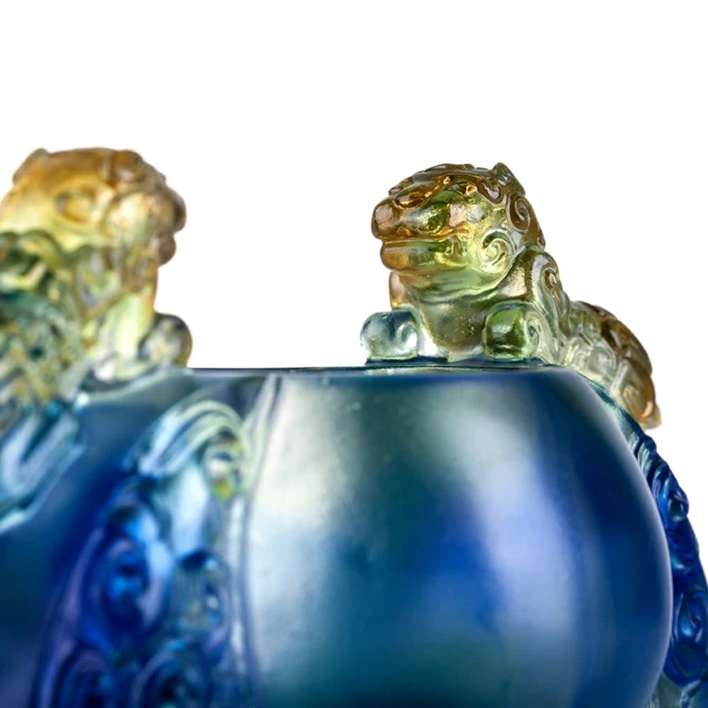 LIULI Crystal Art Crystal Vessel, Chinese Ding, A Majestic Duo