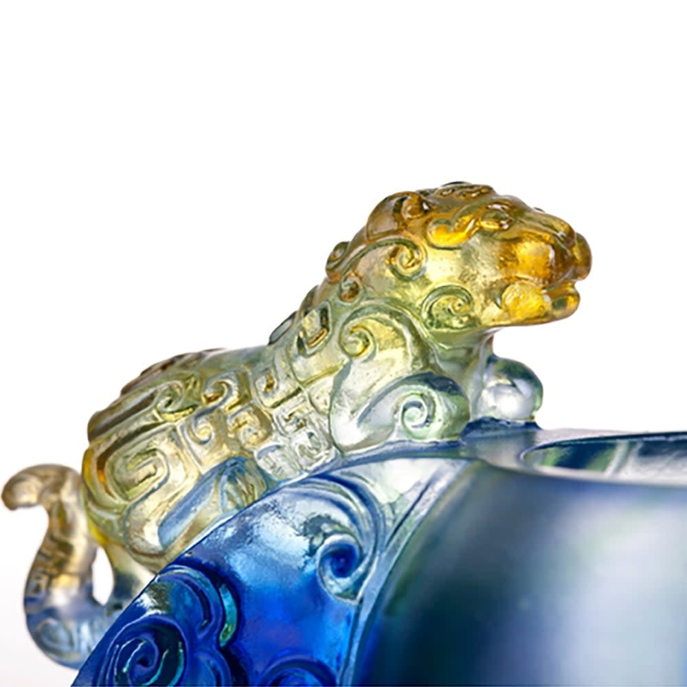 LIULI Crystal Art Crystal Vessel, Chinese Ding, A Majestic Duo