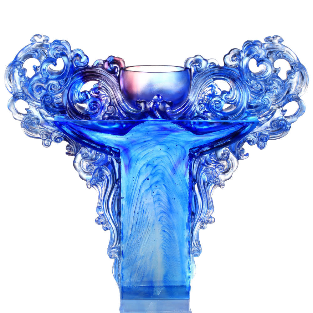 LIULI Crystal Art Ding of Dance Chinese Vessel, "Mild & Firm Virtue"