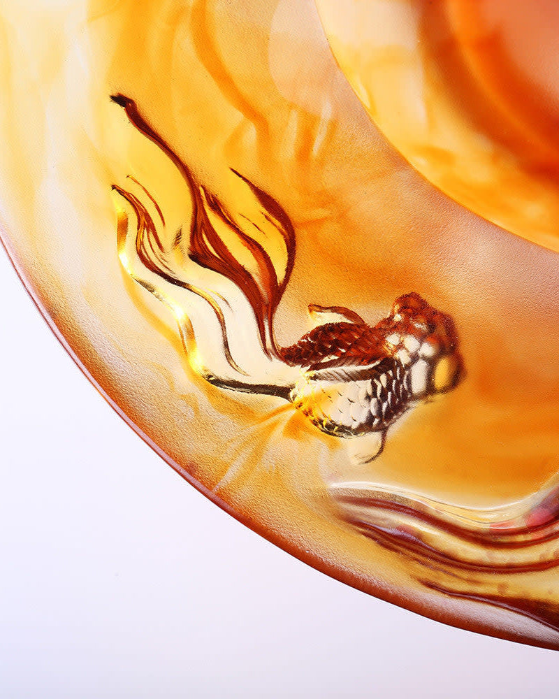 LIULI Crystal Art Crystal Goldfish, "Harmonious Beauty"