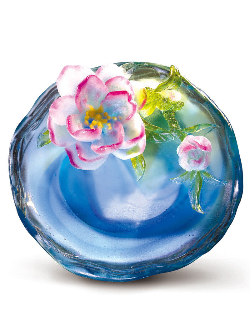 LIULI Crystal Art Crystal Flower, "Peach Blossoms-March"