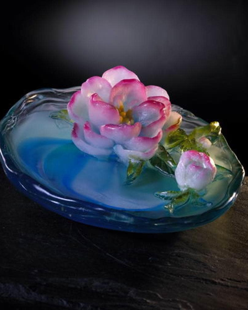 LIULI Crystal Art Crystal Flower, "Peach Blossoms-March"