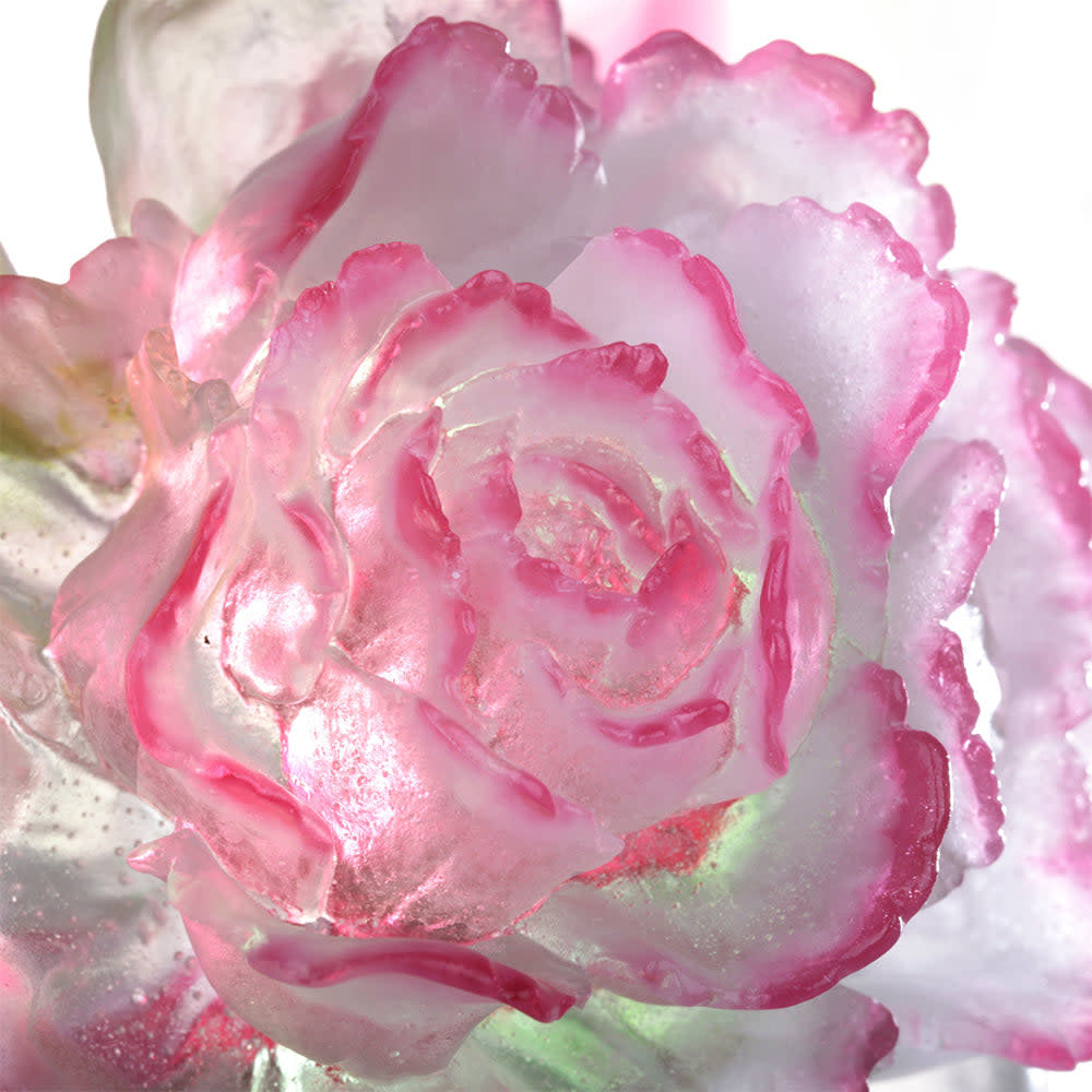 LIULI Crystal Art Crystal Flower, "Flower of the Month, Peony-April"