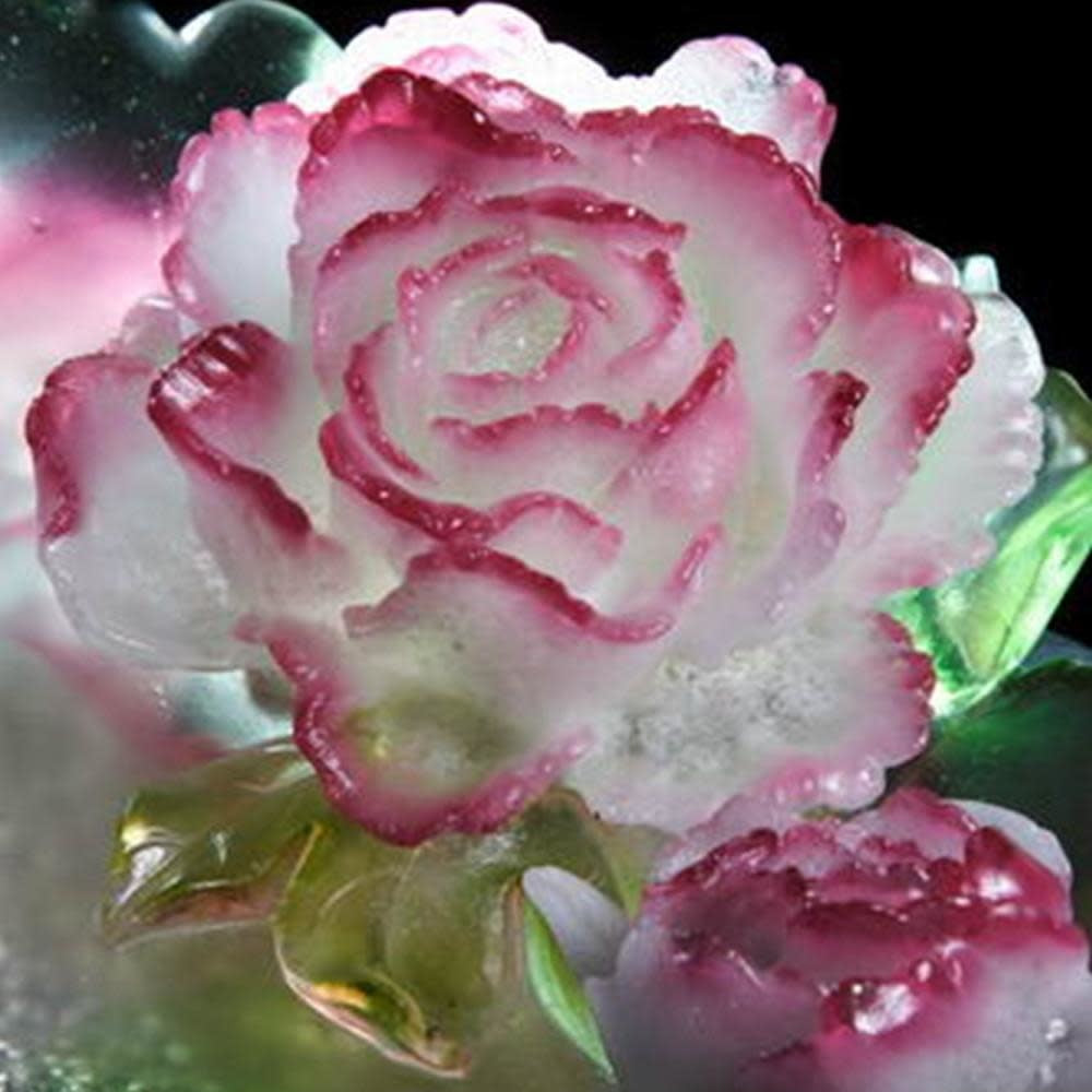 LIULI Crystal Art Crystal Flower, "Flower of the Month, Peony-April"