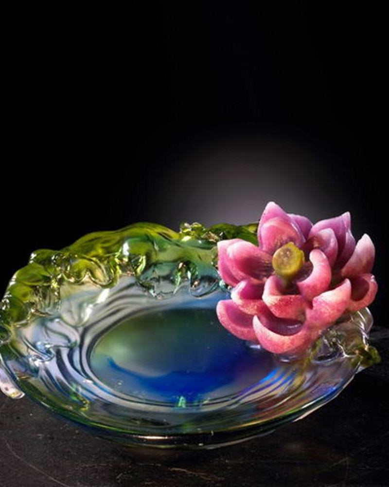LIULI Crystal Art Crystal Flower, "Flower of the Month, Lotus-June"