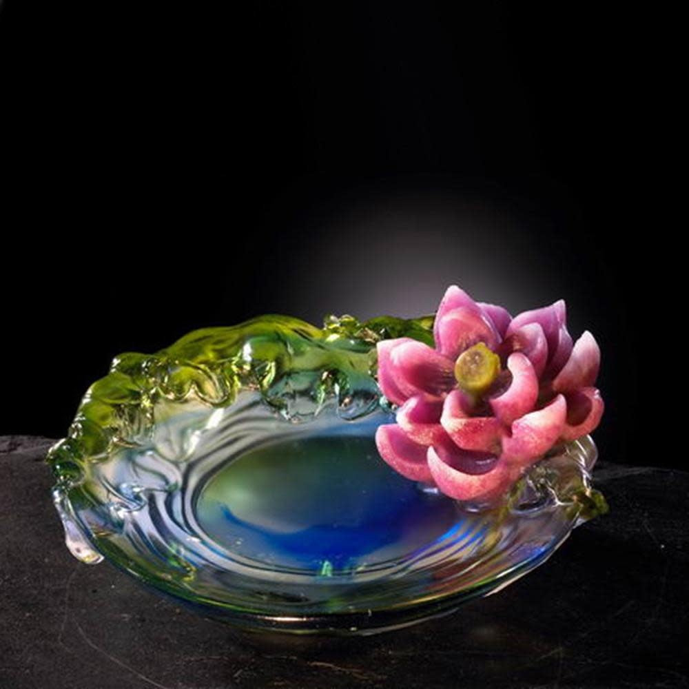 LIULI Crystal Art Crystal Flower, "Flower of the Month, Lotus-June"