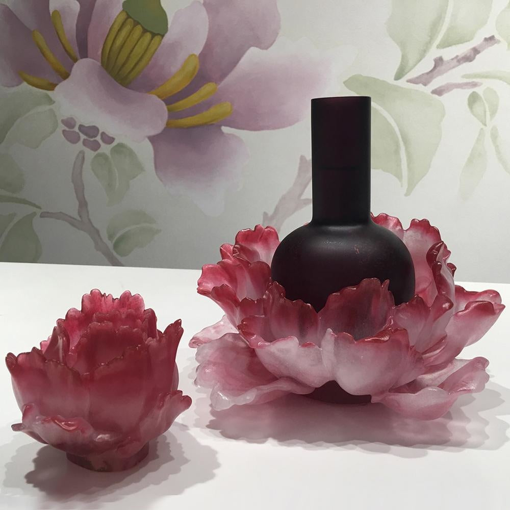 LIULI Crystal Art Crystal Flower, "Heavenly Blooms: Peony Flower"