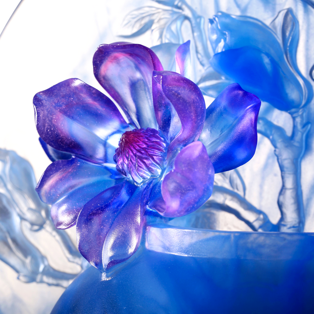 LIULI Crystal Art Crystal Flower, Magnolia, World of Beautiful Compassion